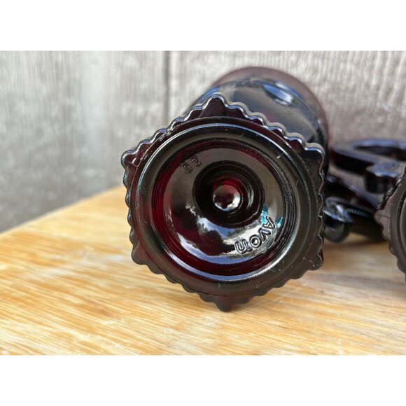 Set Of 4 Vintage Ruby Red 1876 Avon Cape Cod Pedestal Glass Mugs With Handles - Picture 8 of 8